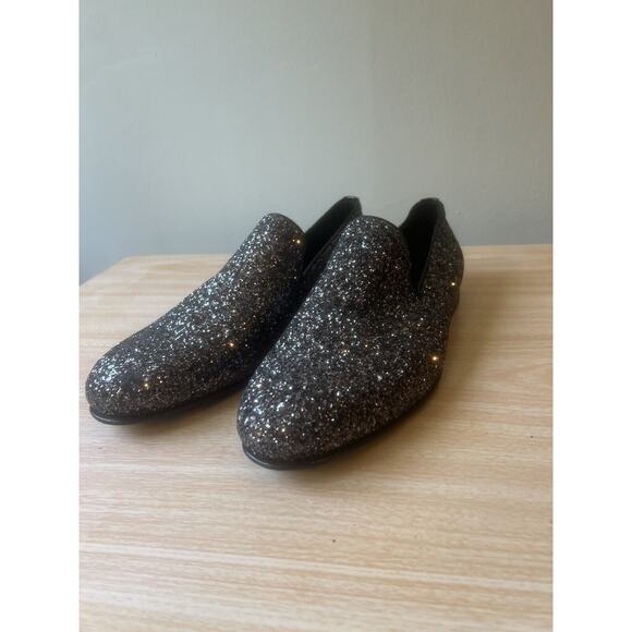 Jimmy Choo Men\'s Black Thame  Glitter Fabric Slipper, EU 40, US 8 main image 5
